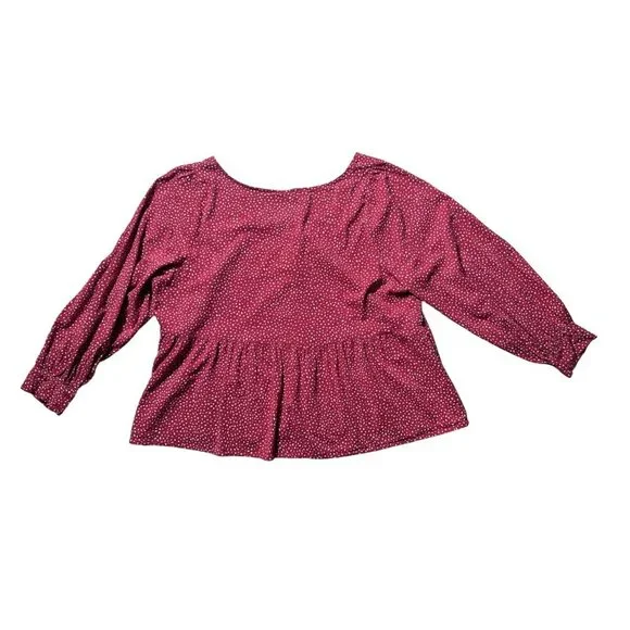 Ava & Viv Women’s Size 2X Red & White Babydoll Long Sleeve Blouse - Picture 5 of 8